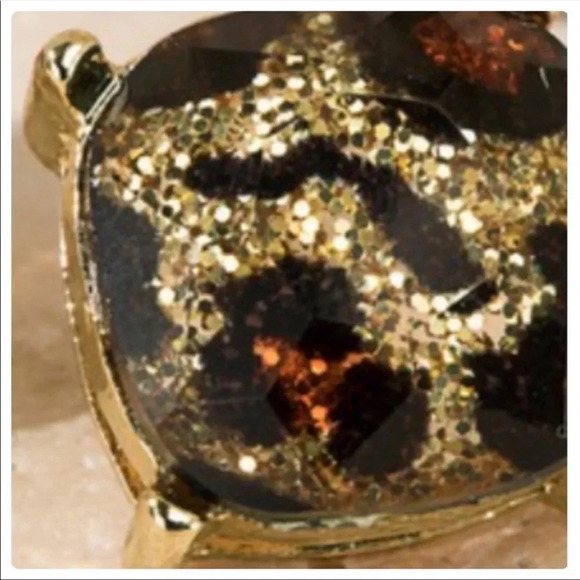 Leopard Print Stud Earrings | Gold & Silver Glitter Animal Print Jewelry - Picture 3 of 6